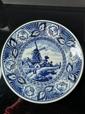 Delft Blue vintage διακοσμητικό πιάτο μεταχειρισμένο, κεραμικό με ανεμόμυλο