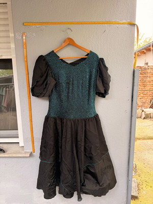 Vintage Black & Turquoise Glimmer Cocktail Dress like new, size 44