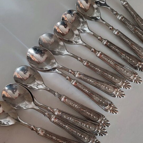 Vintage cutlery set used, silver-plated from the 1960s, 50 pieces