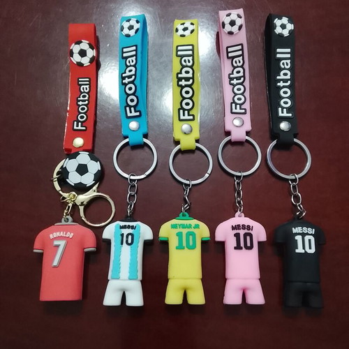 Football Keychains set of 5, new, Ronaldo, Messi, Neymar