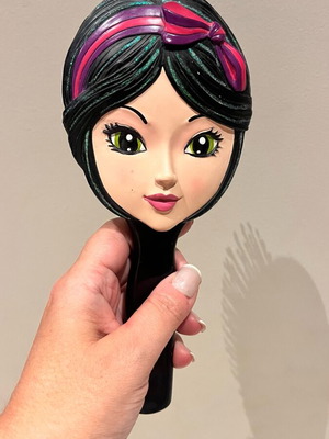 Decorative hairbrush with handmade girl design like new