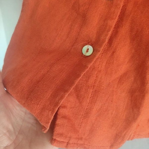 Patrick B Paris orange sleeveless top 100% linen, size S like new