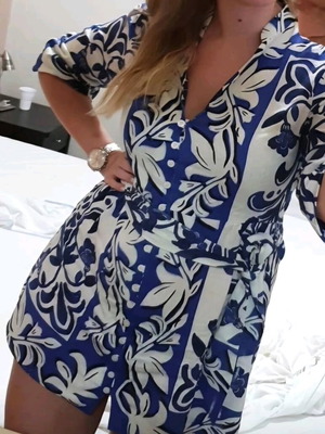 Zara φόρεμα medium μεταχειρισμένο, άσπρο και μπλε