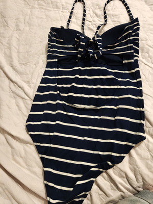 Women's swimsuit navy blue with white stripes, size M