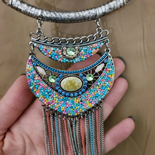Necklace with colorful stones used
