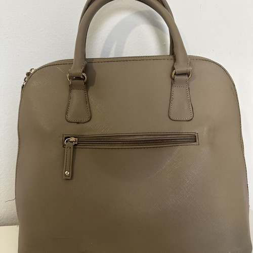 Handbag beige used with shoulder strap and zipper pockets