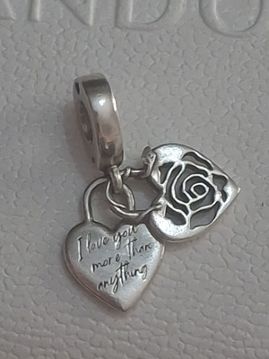 Pandora charm dangle heart with rose, like new