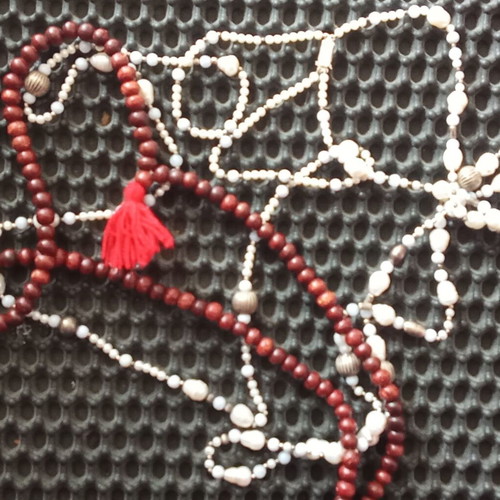 Mala Yungdrung vintage silver 835 Buddhist necklace with wooden beads