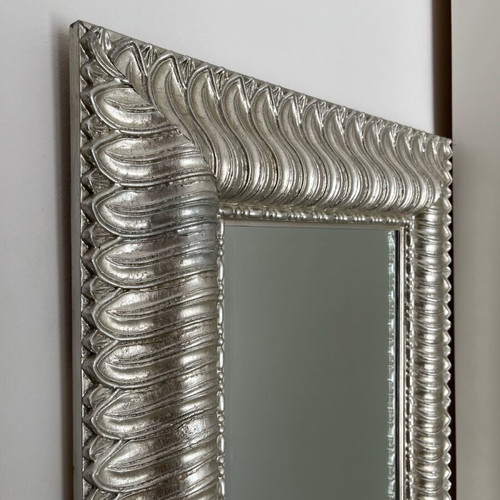 Wall mirror new with carved wooden silver frame 150x60 cm