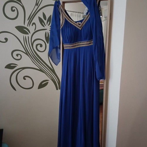 Official evening dress blue electric like new, size XL with matching shawl