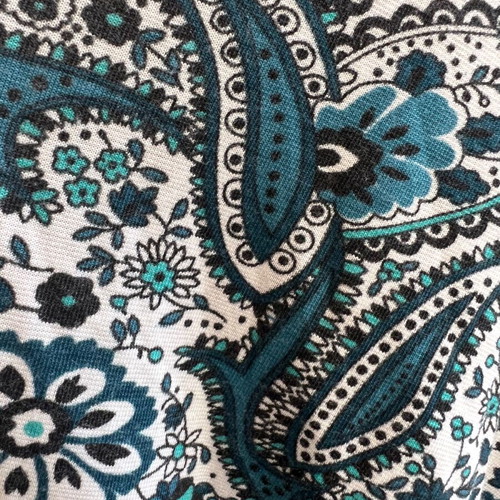 Blouse dress with blue paisley and white fringes like new, size S