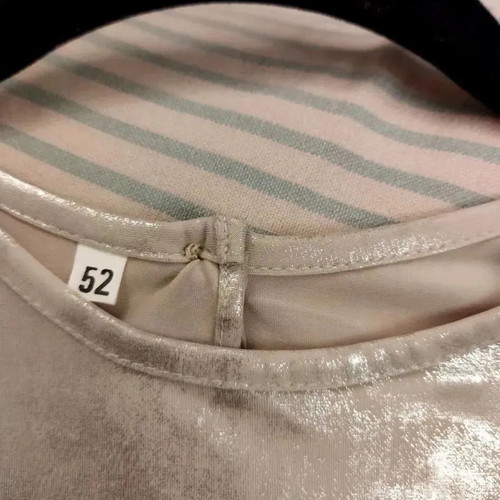 Medium silver evening blouse used, size 52, elastic with button