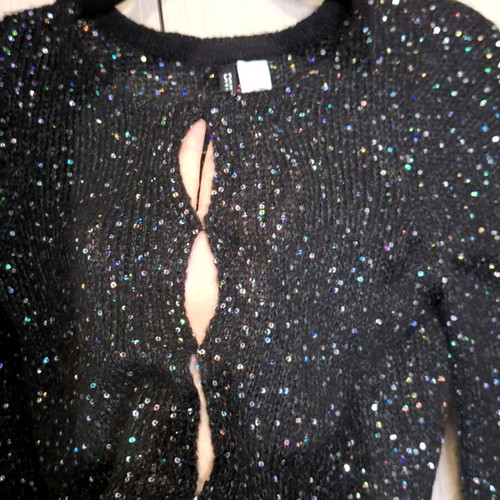 H&M black sequin cardigan like new, size M/38