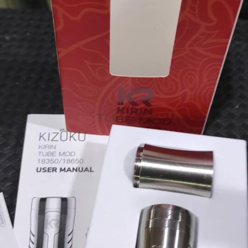 Kizoku Kirin Semi-Mech Tube Mod used, brushed stainless steel, 18350/18650