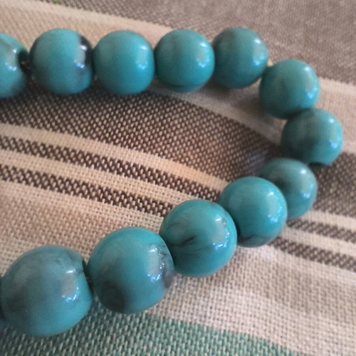 Turquoise Haolite Worry Beads like new with 24+1 beads and metal element