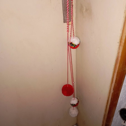 Martenichka for hanging used, traditional style with large pompoms