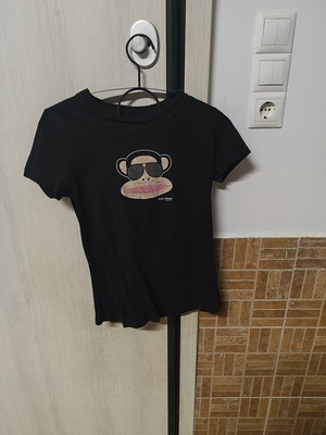 Paul Frank women's black T-shirt with monkey and sunglasses print