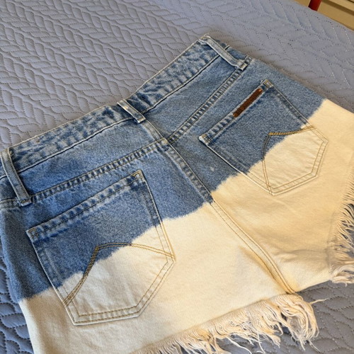BSB denim shorts size 28 with studs, like new, dip-dye blue and beige