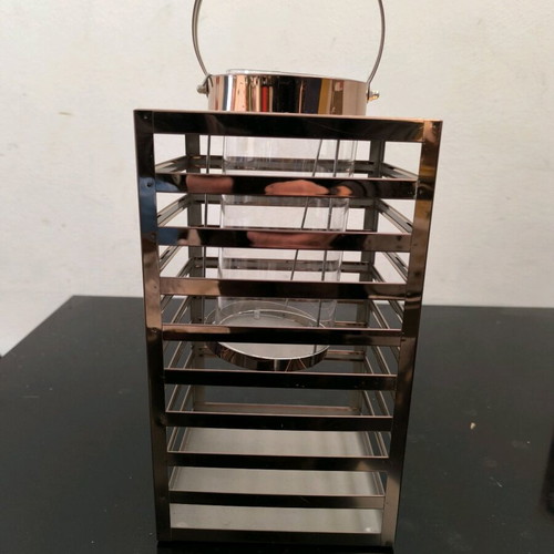 Bronze-colored candle lanterns like new, set of 2