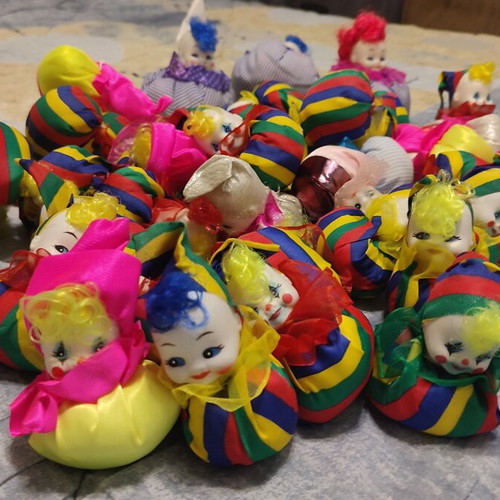 Handmade vintage clown dolls set of 40 from the 1990s