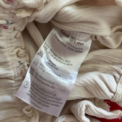 Summer romper for girl up to 6 months 68 cm organic cotton like new with cherry print