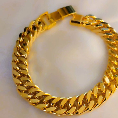 Men's Bracelet gold color stainless steel 12mm wide new