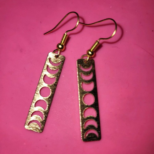 Gold earrings with moon phases new, stainless steel