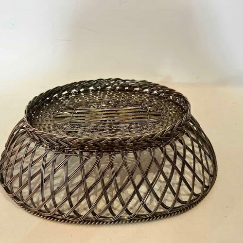 Vintage silver-plated oval basket French style used