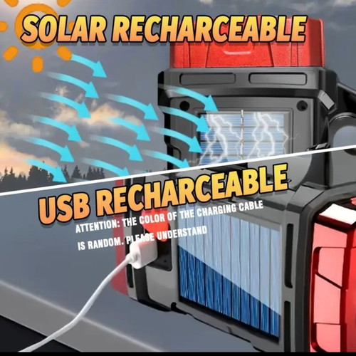 Rechargeable flashlight new with USB, 4 LED, solar charging and power bank