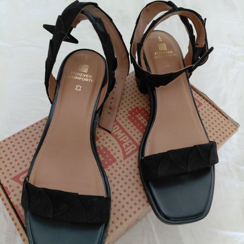 Next black leather sandals with nubuck, 5 cm heel, size 39