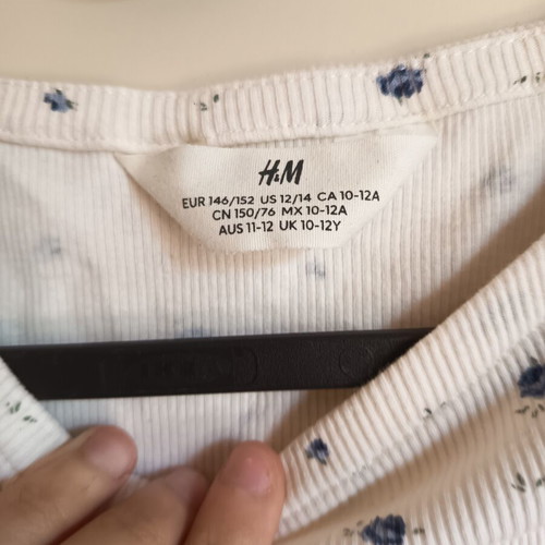 H&M Kids' T-shirt like new, white and blue, sizes XS-M