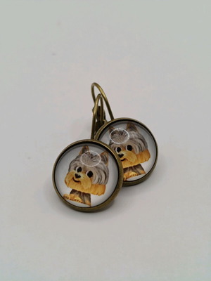 Yorkshires 14mm dangle earrings new, beige and orange