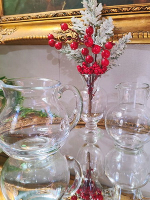 Vintage set of 3 solid glass pitchers and vase, Austria