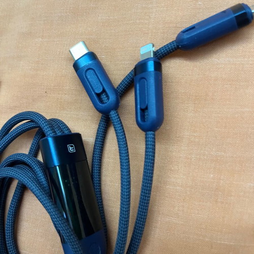 Toocki 3-in-1 Charging Cable USB-C Lightning Micro-USB Navy Blue 1.2m new