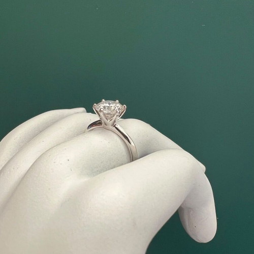 2CT Round Cut Solitaire Moissanite Ring VVS1/D GRA Certified 925 Sterling Silver
