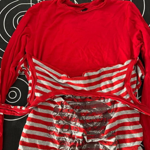 Women's double layered blouse used XS/S red striped casual street style