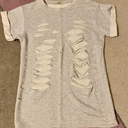 Cotton blouse with rips like new, gray, size S