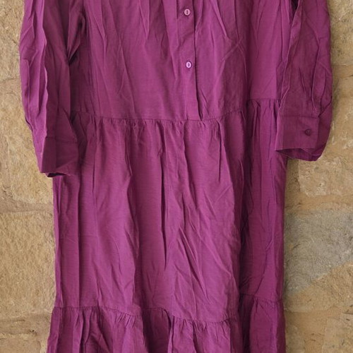Cortefiel Magenta Shirt Boho Maxi Dress like new, size M