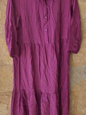 Cortefiel Magenta Shirt Boho Maxi Dress like new, size M