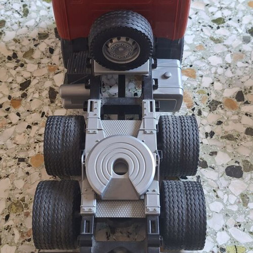 Scania truck with Cat bulldozer toy