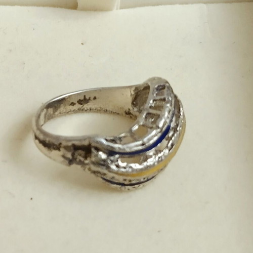 Vintage 925 Silver Ring with Enamel from the 70s like new