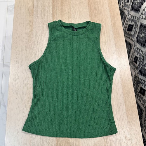 Shein green sleeveless blouse, size M