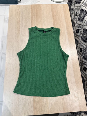 Shein green sleeveless blouse, size M
