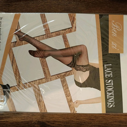 Vinyl bustier and lace top stockings with garters new