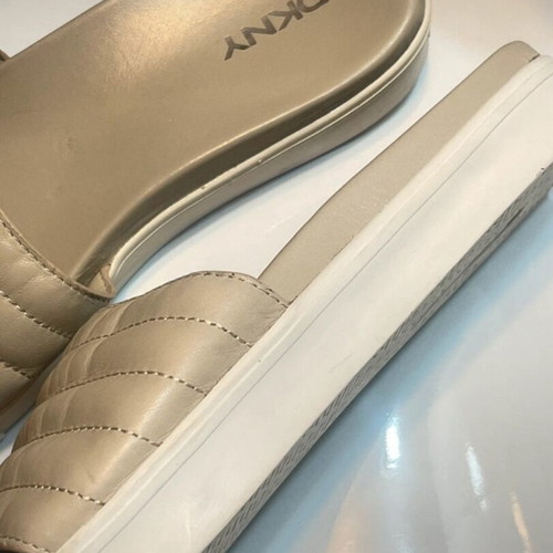DKNY Jasna platform slides, beige nude leather, size 37