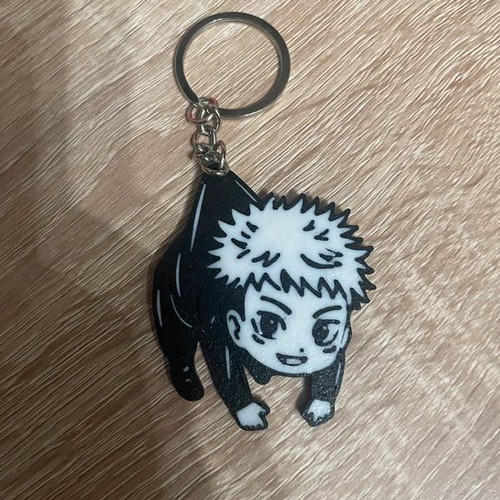 Jujutsu Kaisen Yuji Itadori Keychain new, black and white