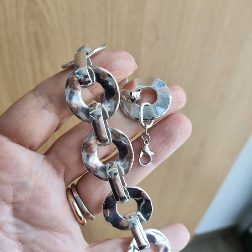 Silver-plated bracelet used, shiny, 19 cm length