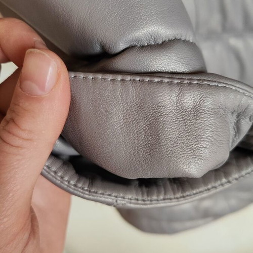 Winter leather jacket for women, gray pearl color, natural leather