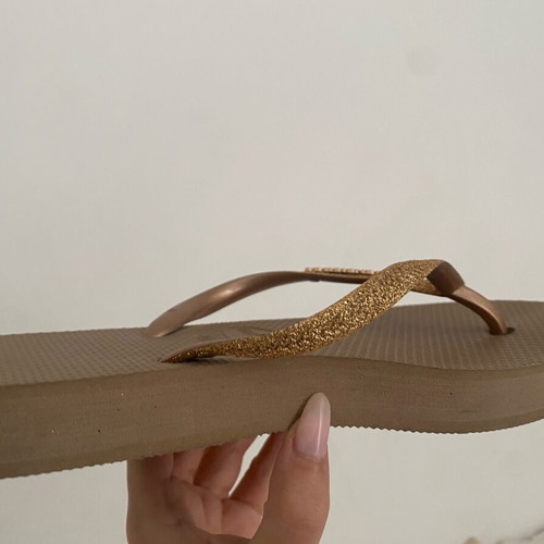 Havaianas Glitter Rose Gold Platform Flip Flops Like New Size 37-38