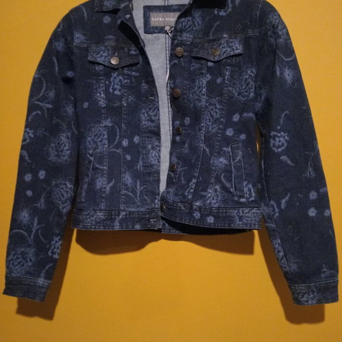 Laura Ashley jean jacket new, size UK 8, blue with floral pattern